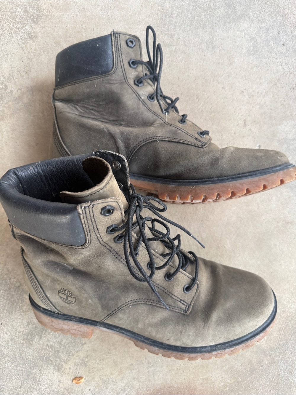 Timberland Olive/Tan Leather Lace-Up Work Waterproof Boots 9
